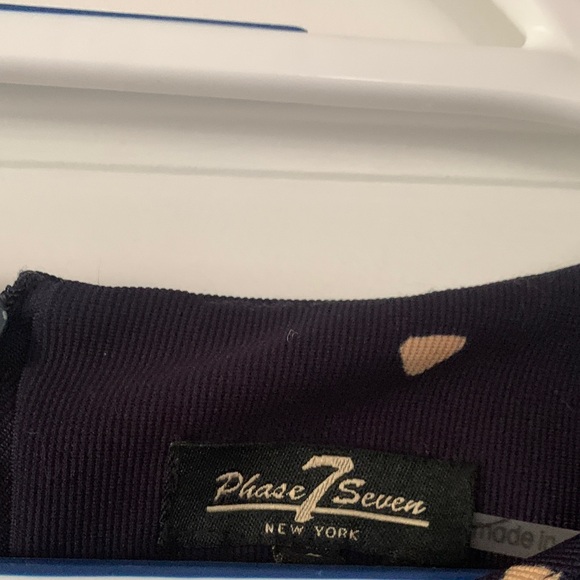 Beautiful Navy, White & Tan Abstract Bell Sleeve Dress 12 - Picture 3 of 6